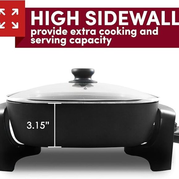 Elite Gourmet EG6201 Extra Deep 12"x12"x3.2" (7.5Qt.) Scratch Resistant Dishwash - Picture 2 of 5